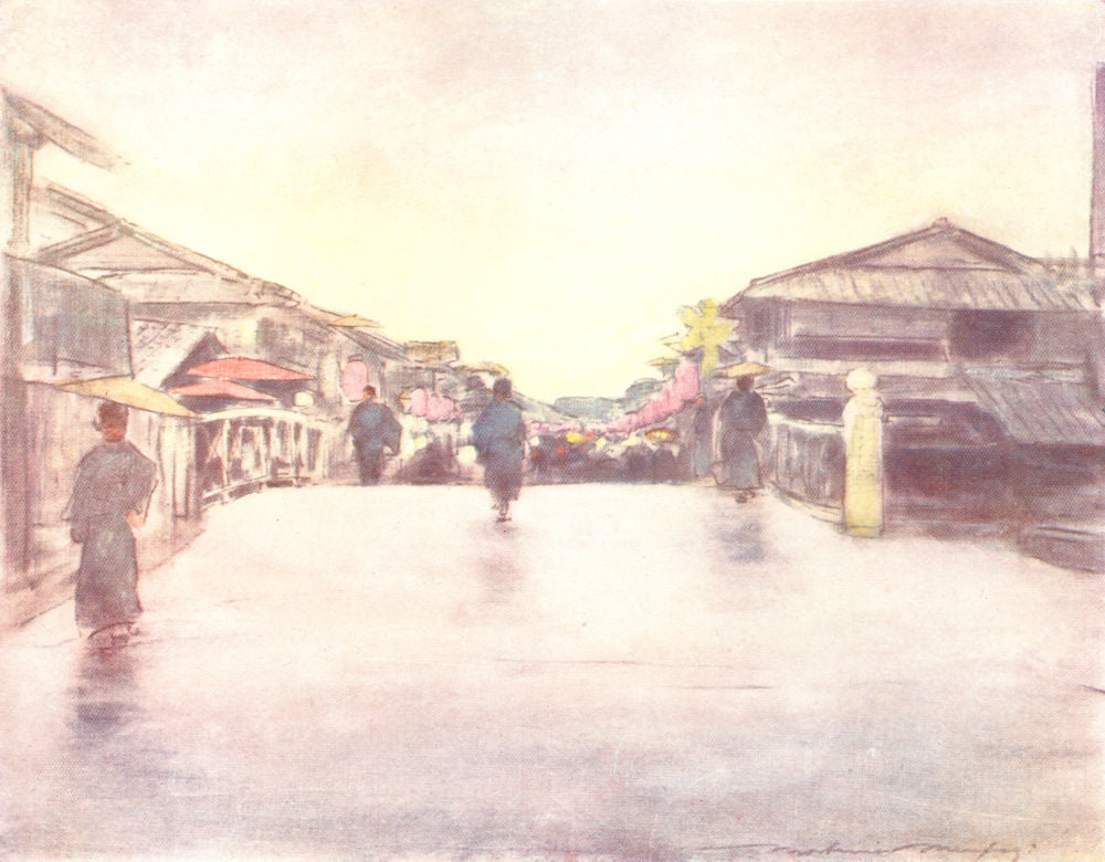 JAPAN. St of Pink Lanterns 1904 old antique vintage print picture